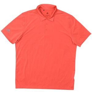 Adidas Red Polo Shirt Men's Size L Polyester Solid Short Sleeve